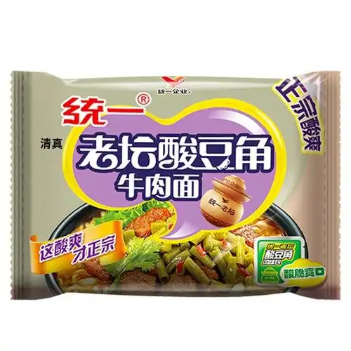 老坛酸豆角牛肉面 清真统壹 袋装桶装整箱装方便面速食泡面 【袋装】