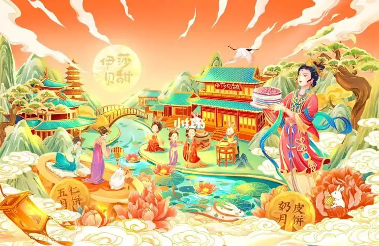 979797中秋节新国风商业手绘插画海报