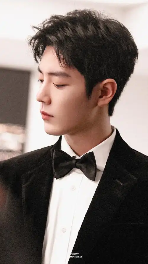 肖战##肖战黑色西装领结造型库存照