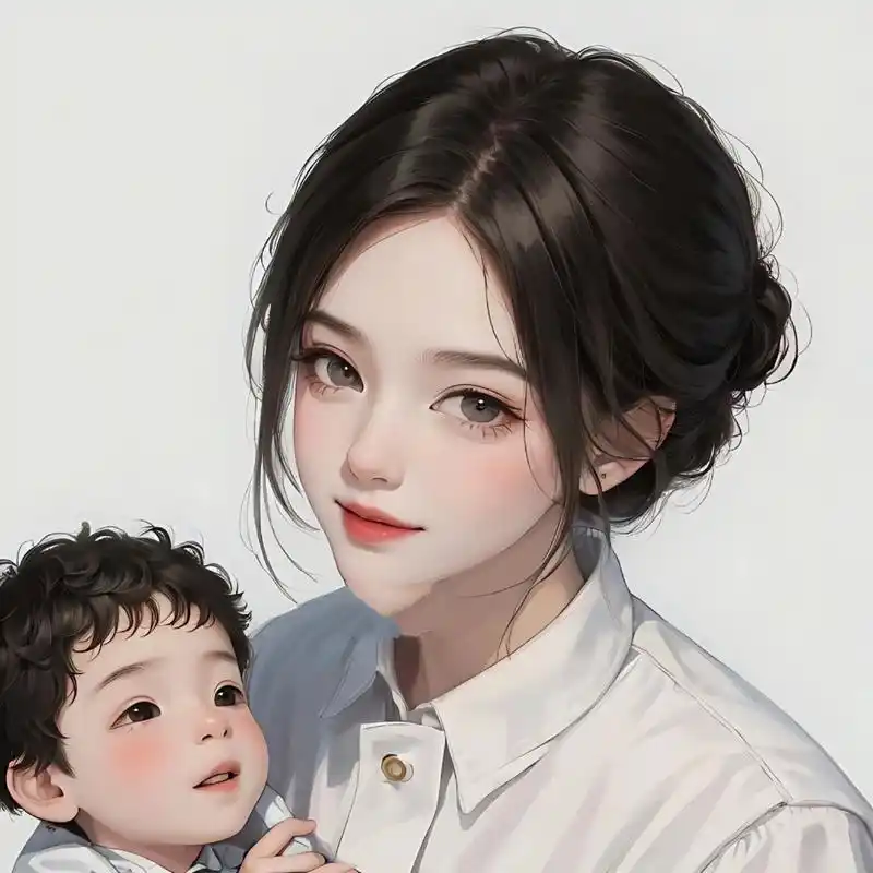治愈系亲子头像7815妈妈和男宝,小调皮05 原创图片,请勿转载,如