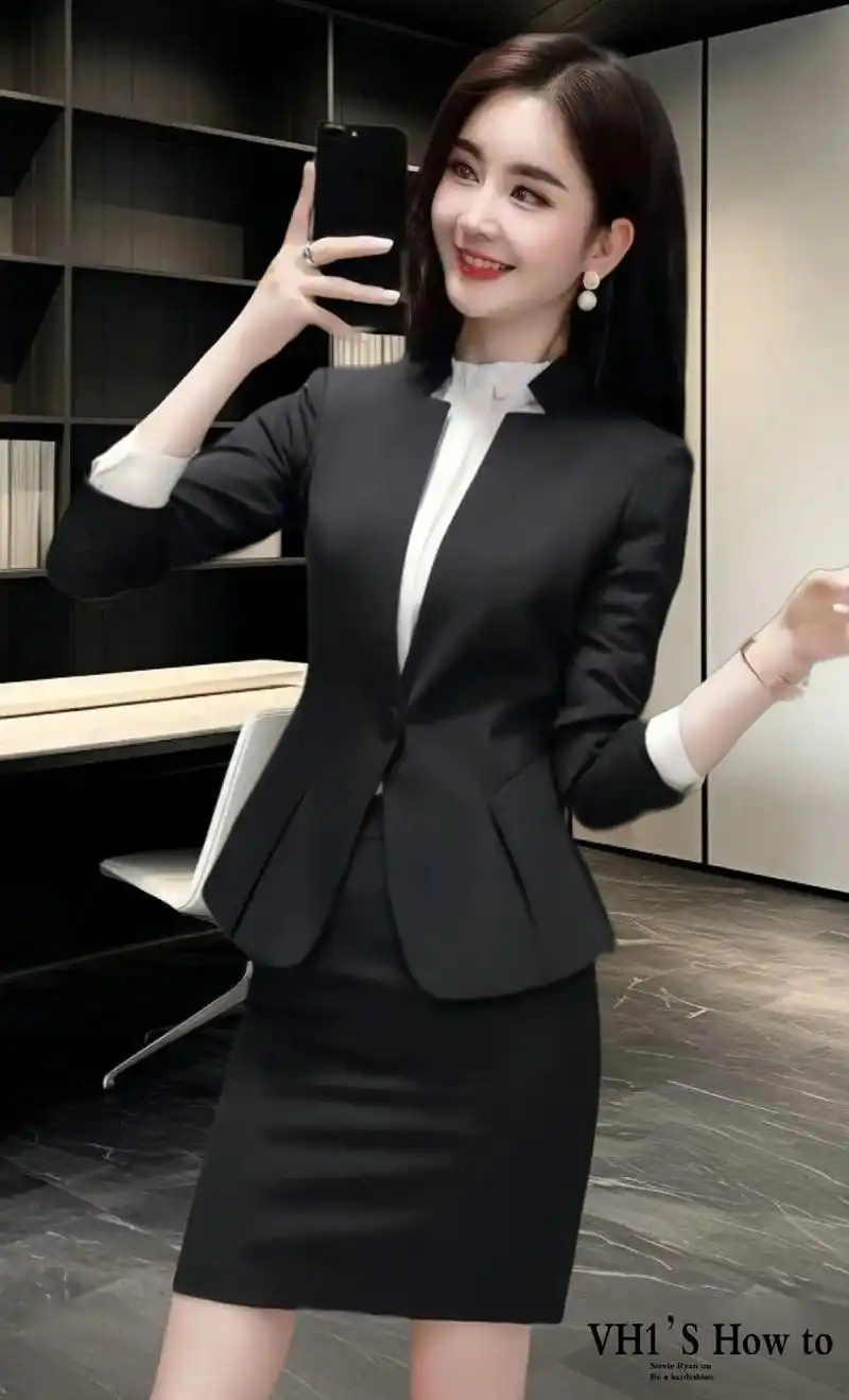 高端时尚职业装西装套装女气质总裁正装工装小个子面试西服套装来