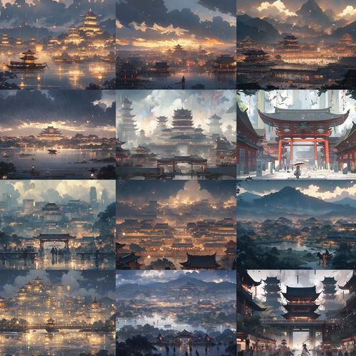 i o 8ins中国古风古城贴纸高颜值防水爆款diy装饰手账笔记本贴画