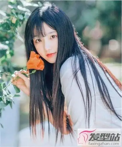 女生长直发碎发发型简单披发少女感满满