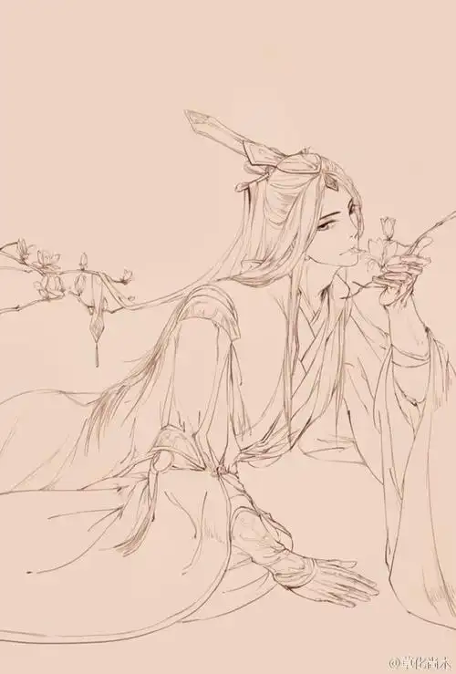 古风,美男,线稿,壁纸