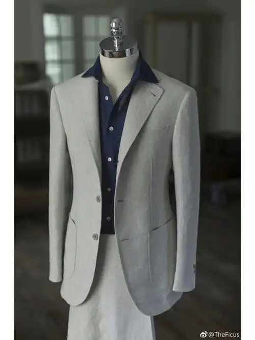 wbill米灰色亚麻套西