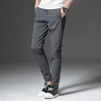 垂感直筒修身西服裤子帅气男士冬装显高显瘦百搭保暖男生灰色系带款32