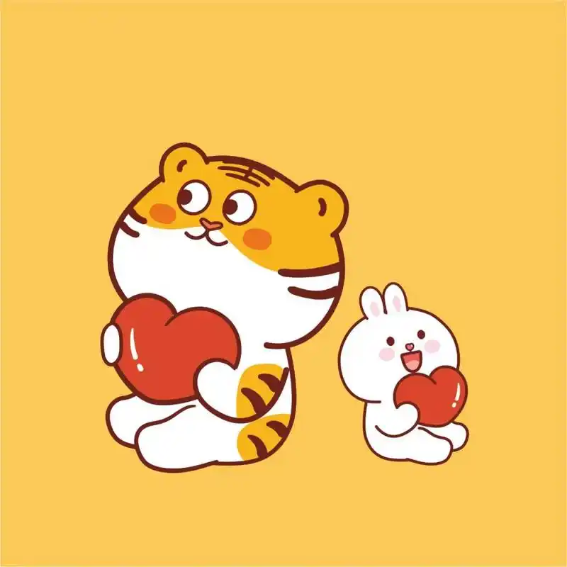 原创│虎萌萌兔子ip卡通形象 抱爱心 原创│虎萌萌兔子ip卡通形象