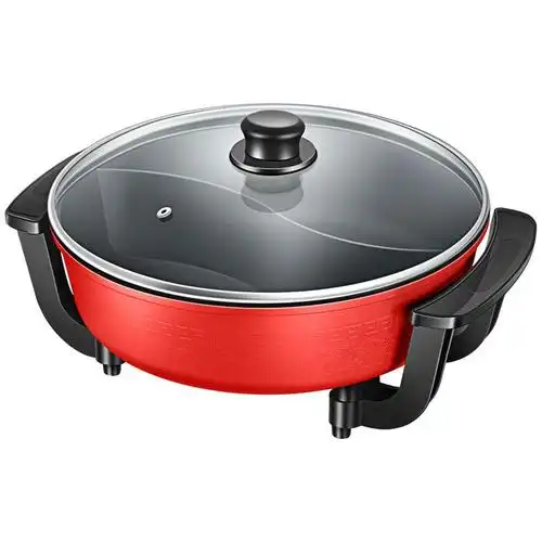 电火锅家用多功能电热锅鸳鸯锅电煮锅电炒锅涮烤锅双发热管30cm清汤锅