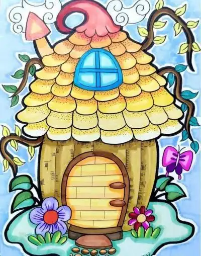 精致的房子马克笔儿童画