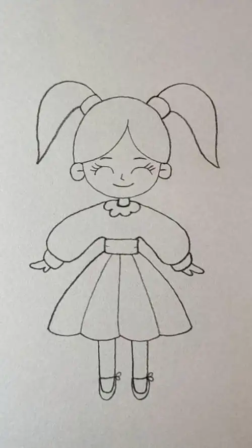 画梳着两条马尾辫的可爱女孩,你学会了吗?