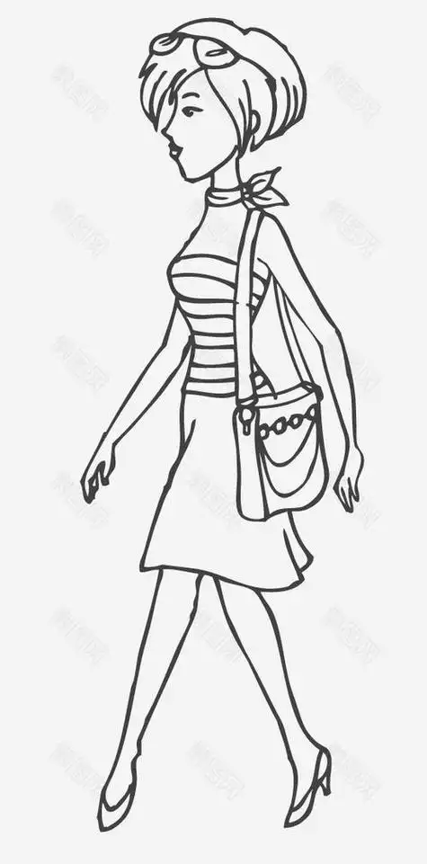 侧身站女孩简笔画