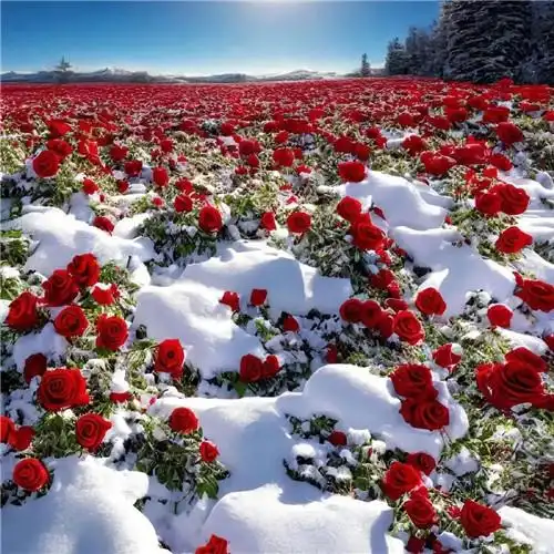 玫瑰花和雪的漂亮风景头像图片