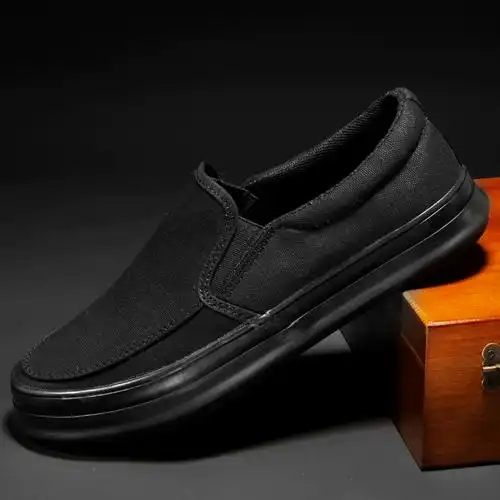 2024春季一脚蹬透气男鞋帆布鞋厚底百搭潮流休闲鞋布鞋潮鞋新款男