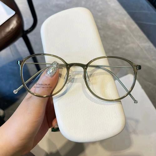 超轻只有5克的纯钛眼镜框百搭脸型透色可爱女性全框简约素颜圆框