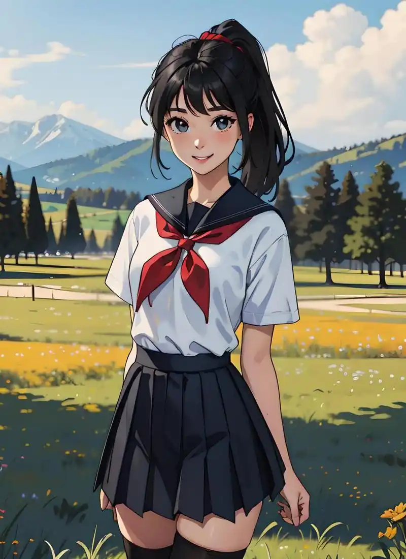 动漫壁纸:校园风系列(9) 厚涂风二次元校园美少女,她是那个校园里的