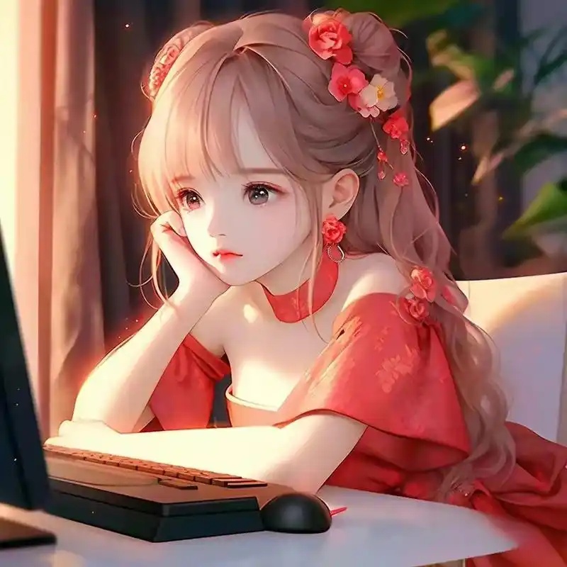 红衣女生头像～花季的少女,在阳光下灿烂微笑