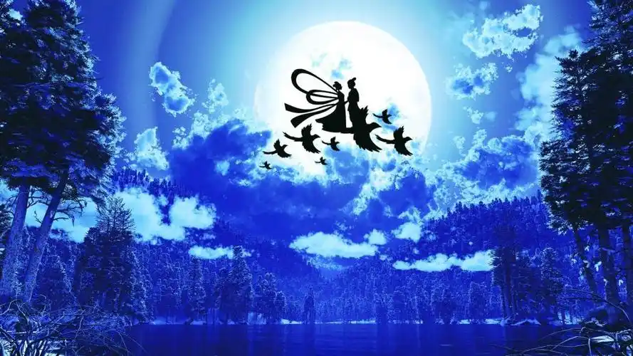 七夕佳节牛郎织女月下相会,高清壁纸图片,情人节-回车桌面