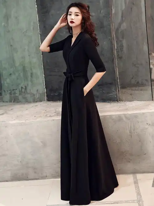 0成交0件明星同款晚礼服女2022年新款亮片黑色抹胸宴会主持人