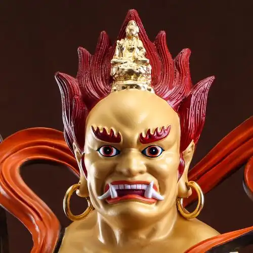 大士彩绘面然佛像铜像面燃鬼王焦面爷焰口普渡摆件