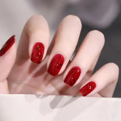 搏乐bole红钻甲油胶爆闪美甲新款亮片红色指甲油胶酒红色流行色 16g