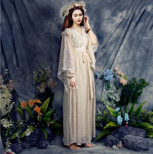 妩媚王妃中世纪复古气质浪漫宫廷风蕾丝连衣裙希腊女神范洋气高端