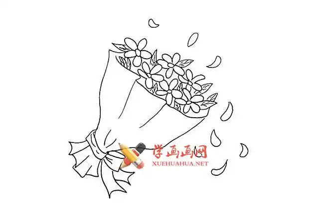 简单的步骤学会画一束花的简笔画