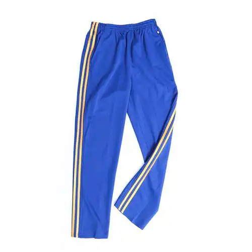 春秋夏款宝蓝色校服裤子两条黄杠男女小学初中运动长裤