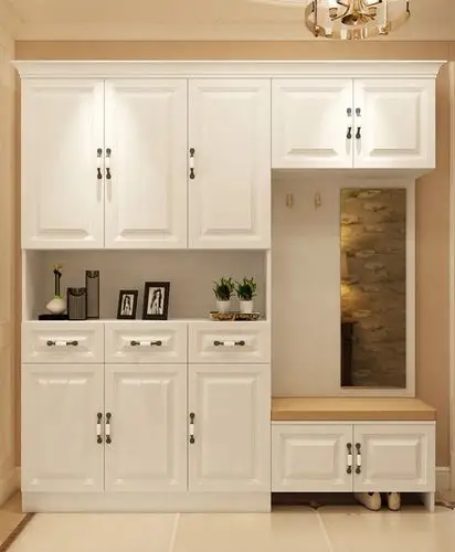 简约现代鞋柜门厅柜入户衣帽柜带换鞋凳玄关柜欧式储物柜定隔断