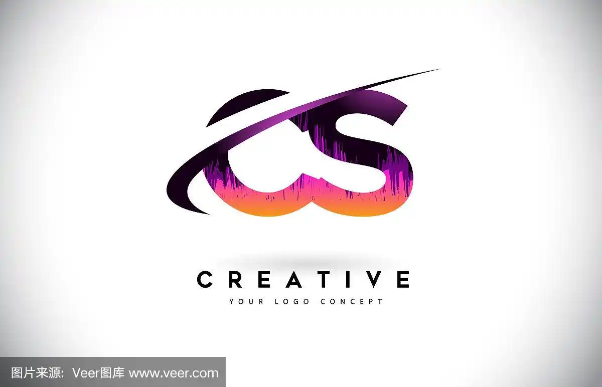 c cs grunge字母标志与紫色充满活力