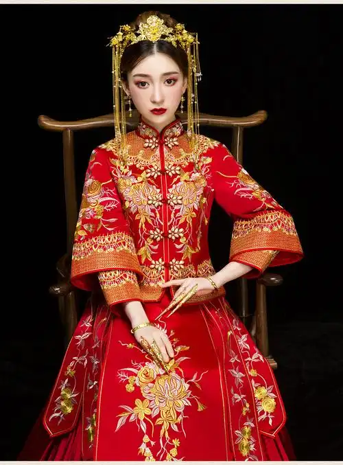 秀禾服新娘2020新款龙凤褂结婚中式婚纱礼服凤冠霞帔古装敬酒服夏