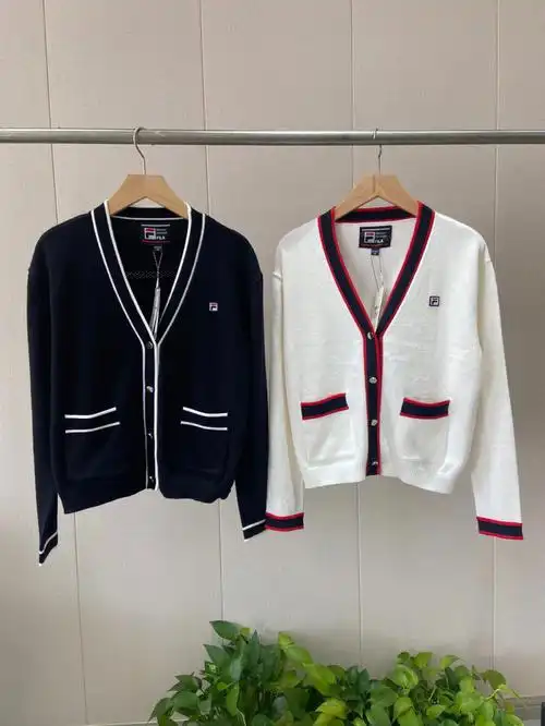 fila 斐乐高圆圆同款女士2021秋季新款时尚运动编织衫开衫外套
