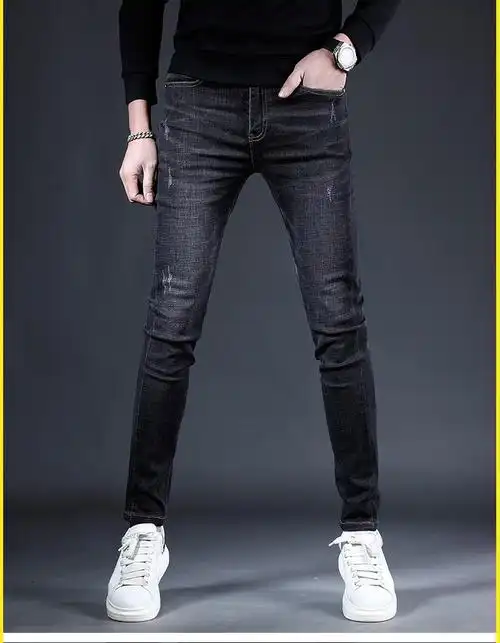 皮尔卡丹法国高端名牌时尚百搭牛仔裤男潮流修身小脚弹力休闲裤子年