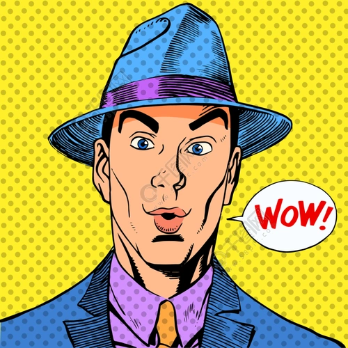 惊讶的优雅滑稽的人戴着帽子的绅士惊讶的优雅滑稽的人在帽子复古风格