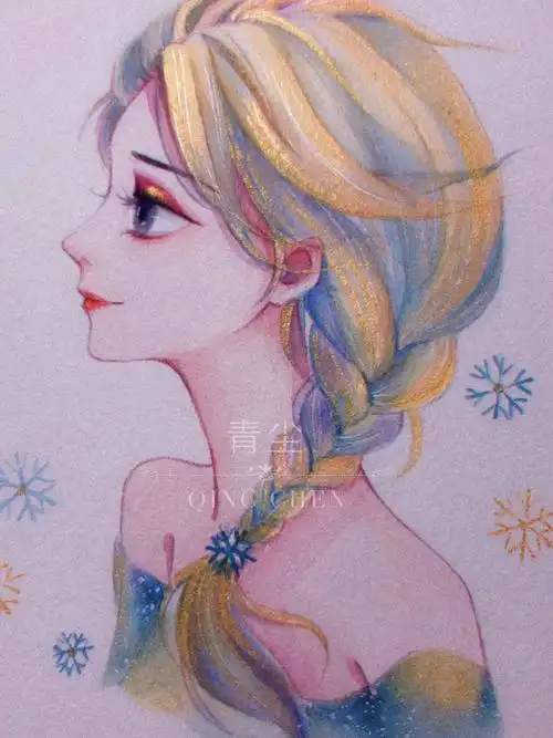 水彩手绘迪士尼公主们