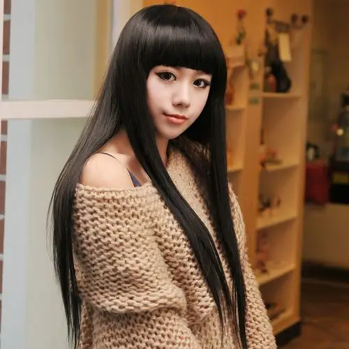 假发长直发女生齐刘海长发蓬松修脸整顶发套日常整顶假发