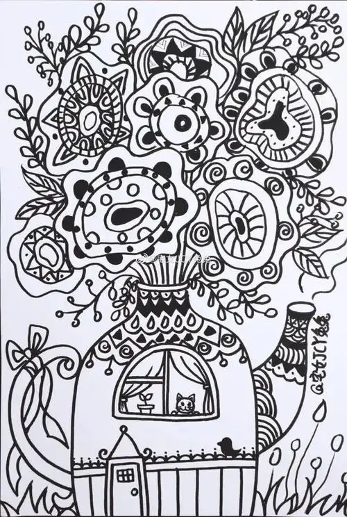 线描装饰画优秀作品复杂(这波装饰线描张张精美)(18)