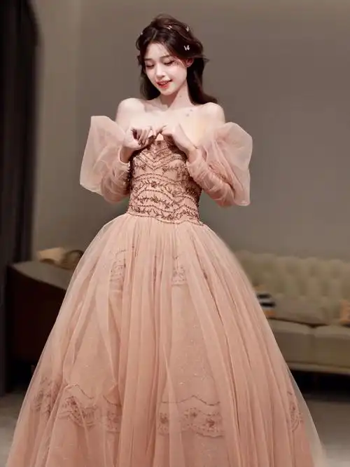 宁波臻品婚纱馆·礼服推荐95温温柔柔的粉色仙裙是中了浪漫少女心的