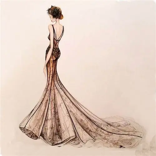 露背晚礼服设计图