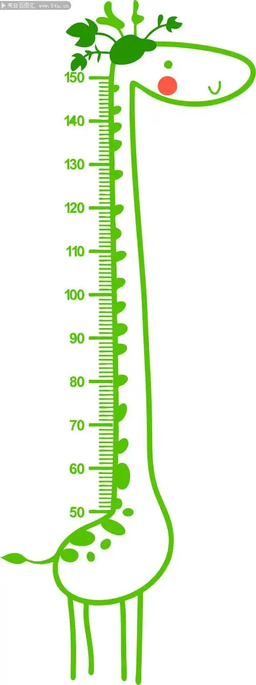 长颈鹿身高尺子矢量图片