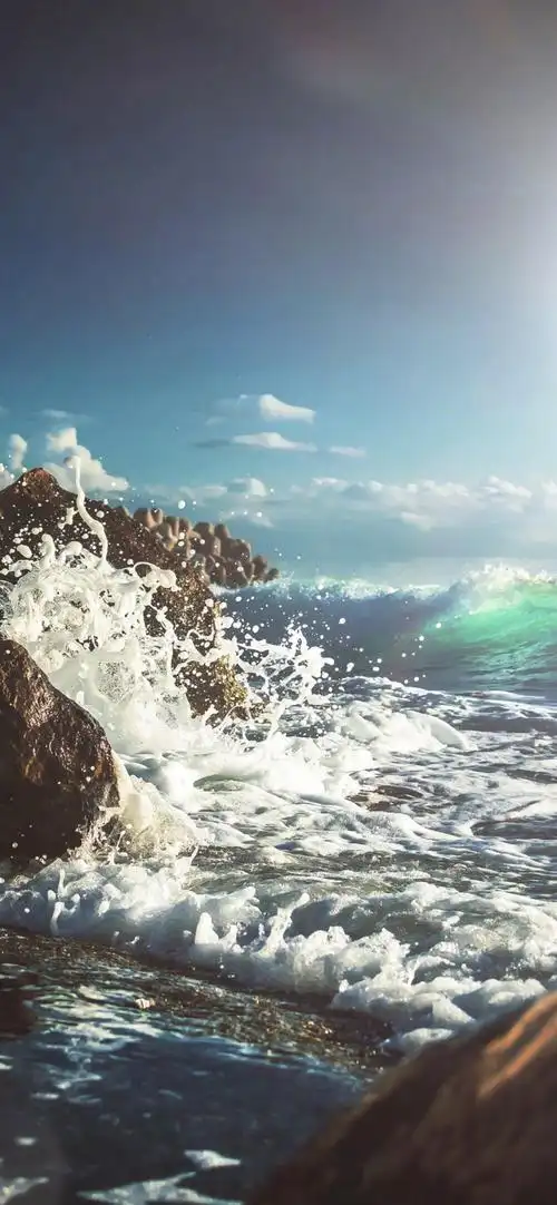 iphone全屏高清风景壁纸沙滩海浪背景图