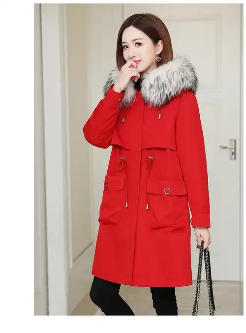 雅鹿女装上新派克服女2020冬装新款獭兔毛内胆可拆卸海宁皮草大衣外套