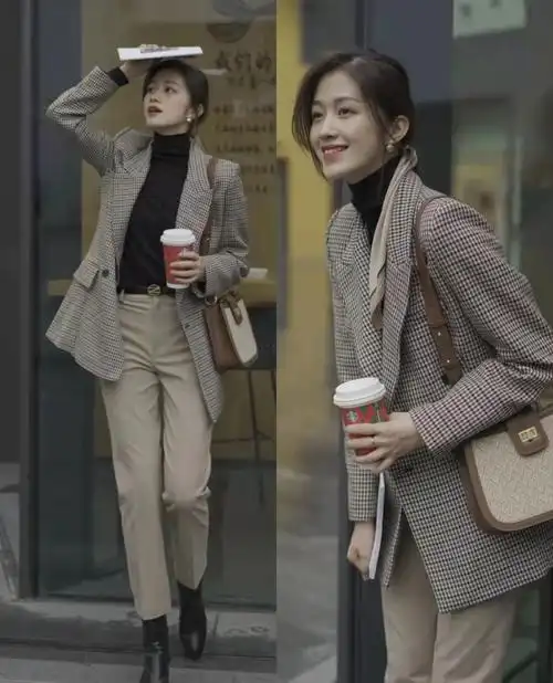 春天的"王炸单品"格纹西装,这么搭配太好看,谁看谁喜欢