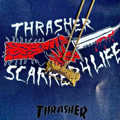 hamalstudio欧美潮牌淬火火焰thrashermagazineflame街头朋克项链