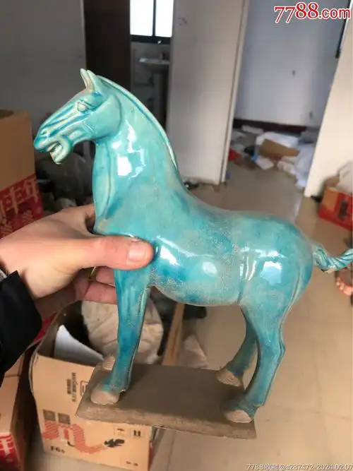 蓝陶马摆件_价格50元【古董爱收藏】_第1张