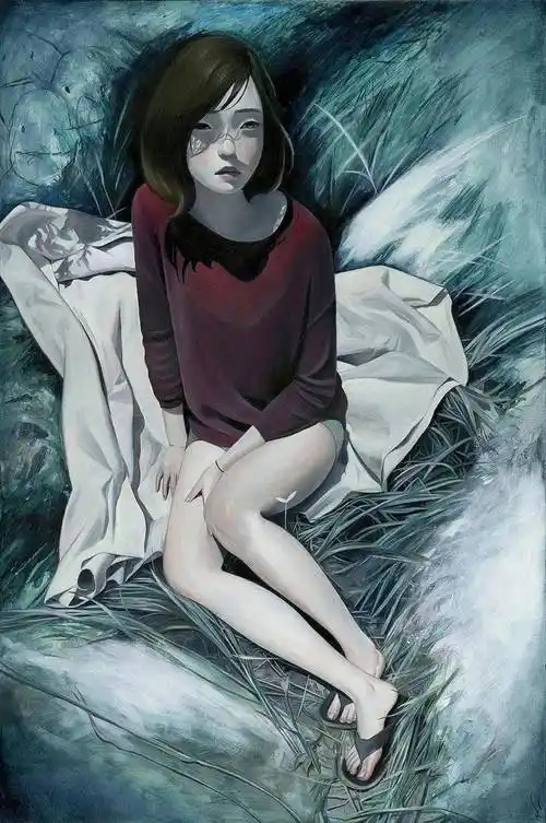 胆小慎点美女画家靠看恐怖片找灵感笔下少女阴郁诡异网友吓到像贞子