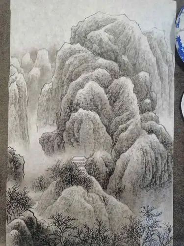 齐老师山水:范宽的雪景寒林图局部14课开始染色.