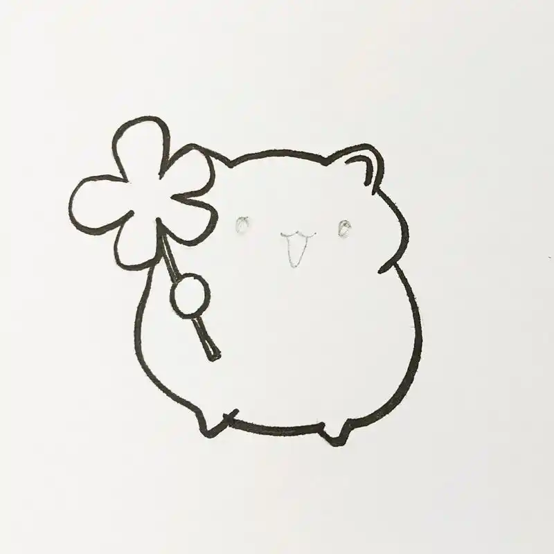 小胖送你花喽-小仓鼠(附教程) 这个简笔画看一遍0基础都会了 1.