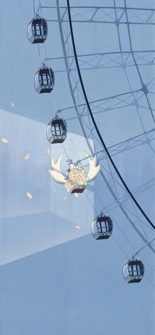 蓝色小清新手绘手机壁纸