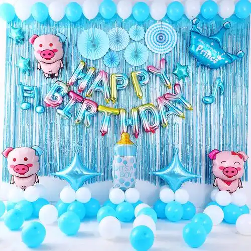 布置生日背景墙百日百天装饰周岁宝宝儿童派对气球