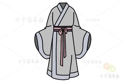 灰色男士汉服简笔画